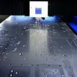 TRUMPF laser cutting machine slicing through sheet metal at GSM